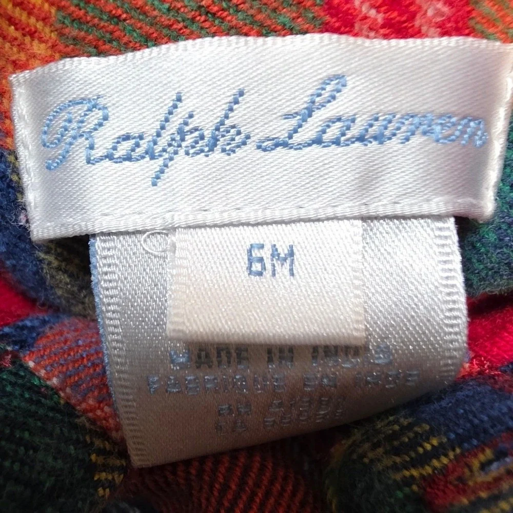 Ralph Lauren Baby Boys 6M Plaid Cotton Lined Coverall Romper